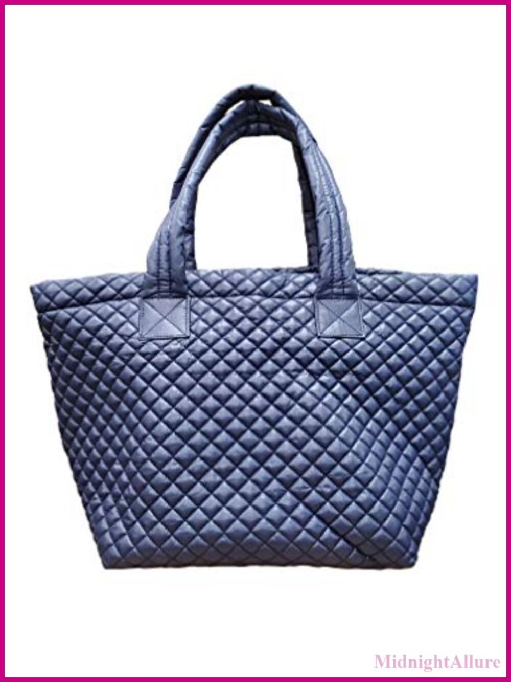 Lightweight Quilted Tote Bag with Pouch Water Repellent Zip Top Handle